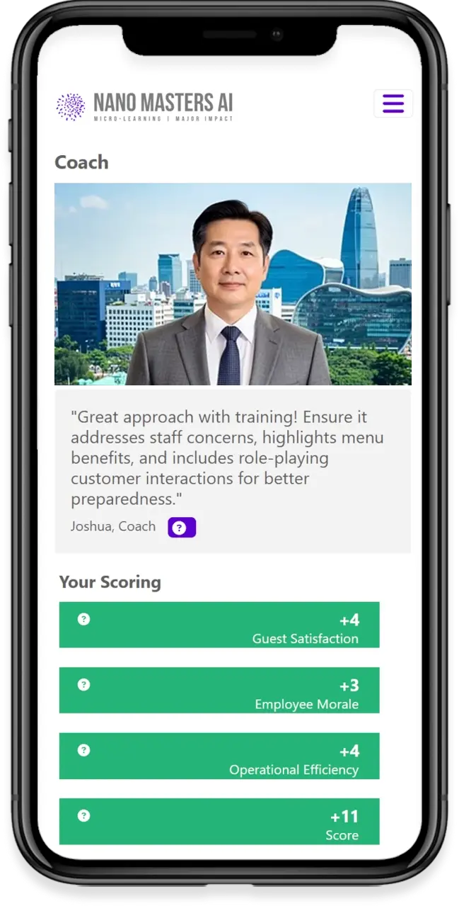 Nano Masters AI 시뮬레이션 화면