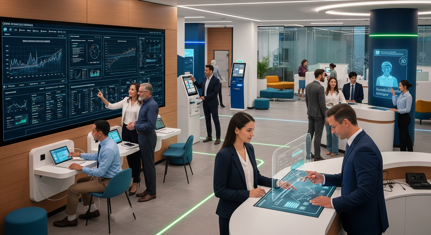 Customers using digital banking services