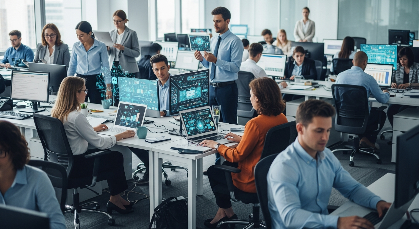 Engineering and operations team working on telecom AI systems