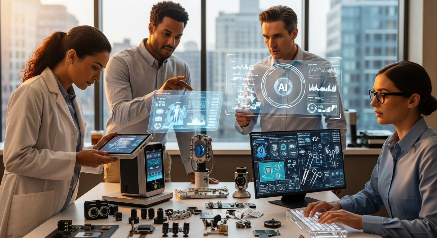 Engineering, clinical, and service teams collaborating on medical technology